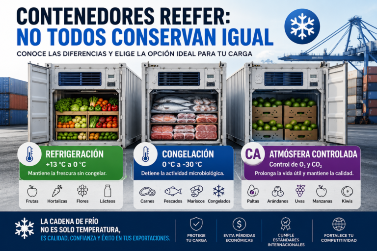 Contenedores Reefer: Refrigeración, Congelación y Atmósfera Controlada (CA). ¿Cuál necesita tu carga?