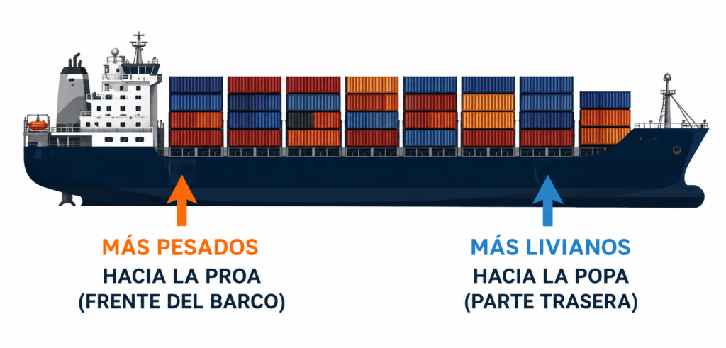 Infografia de barco portacontenedorespor qué no se caen los contenedores del buque